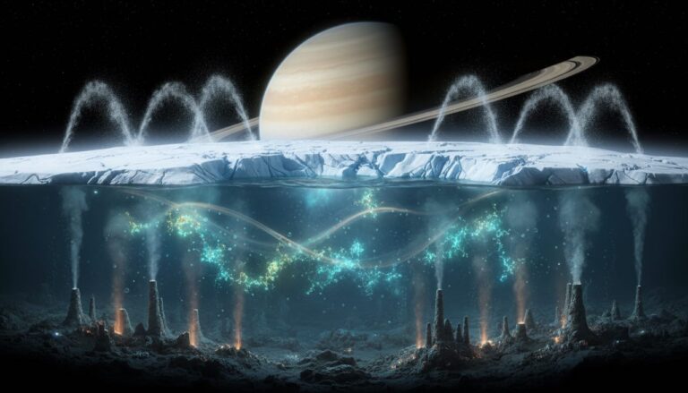 Enceladus: Pod ledem se odehrává chemie života. Skrývá Saturnův měsíc mimozemský oceán plný organiky?