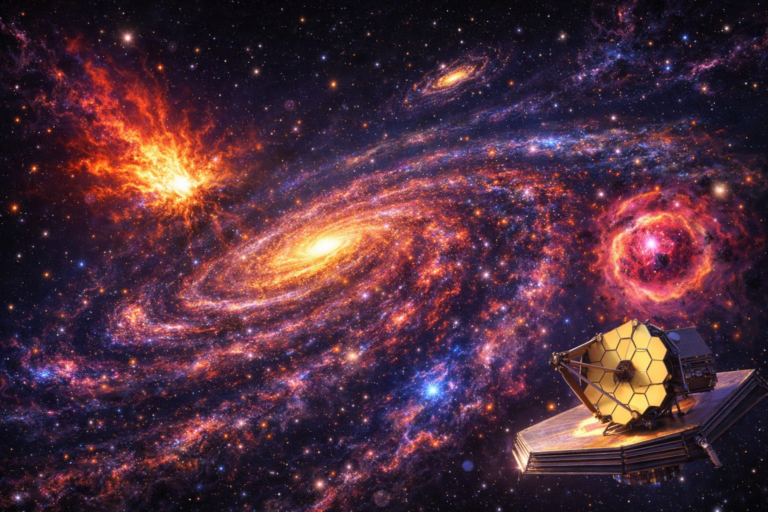 NGC 5134 a život galaxií: teleskop James Webb odhalil cyklus zrodu a smrti hvězd